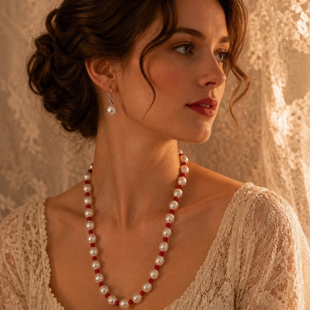 Romantic Regency 3-Piece Curated Jewelry Lot: Cameo Drop Earrings & Pearl Strand Set