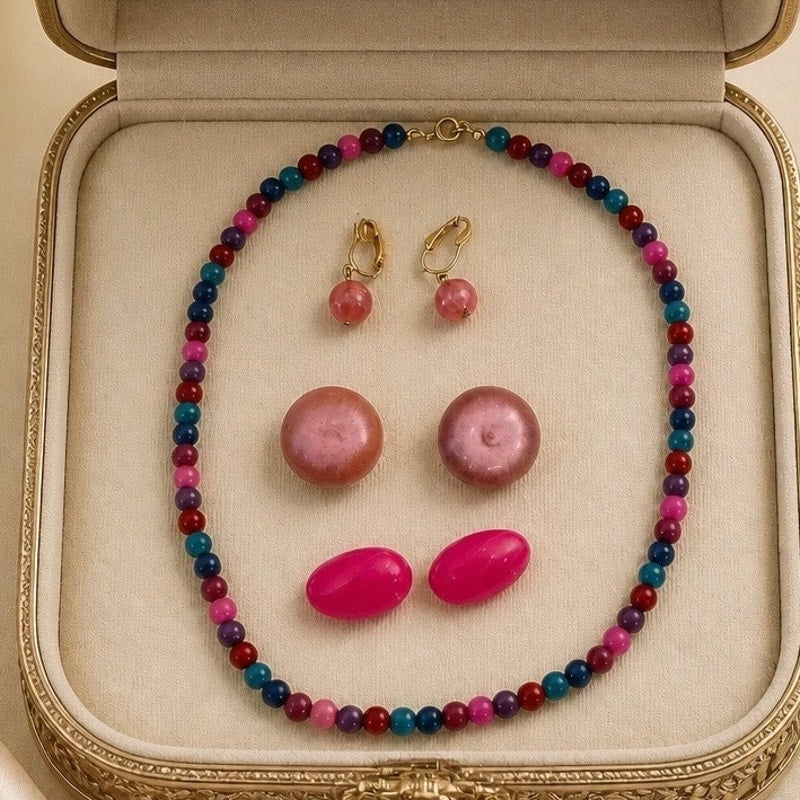 "Berry Velvet" Mid Century 4-Piece Lot: Curated Set