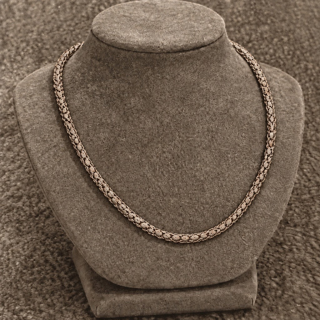 Delicate silver tone Bead Rope Necklace