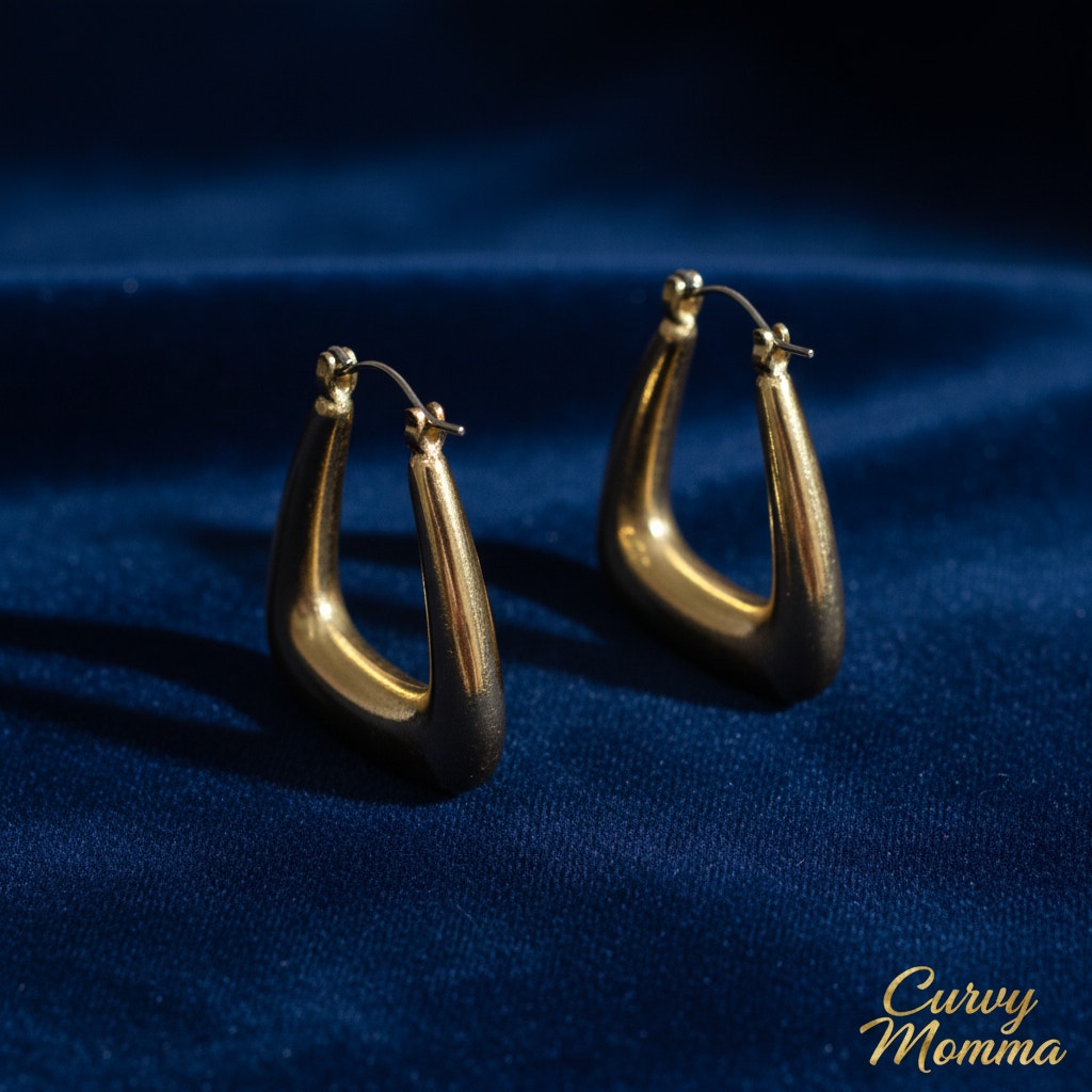 Vintage Golden Geometric Hoop Earrings