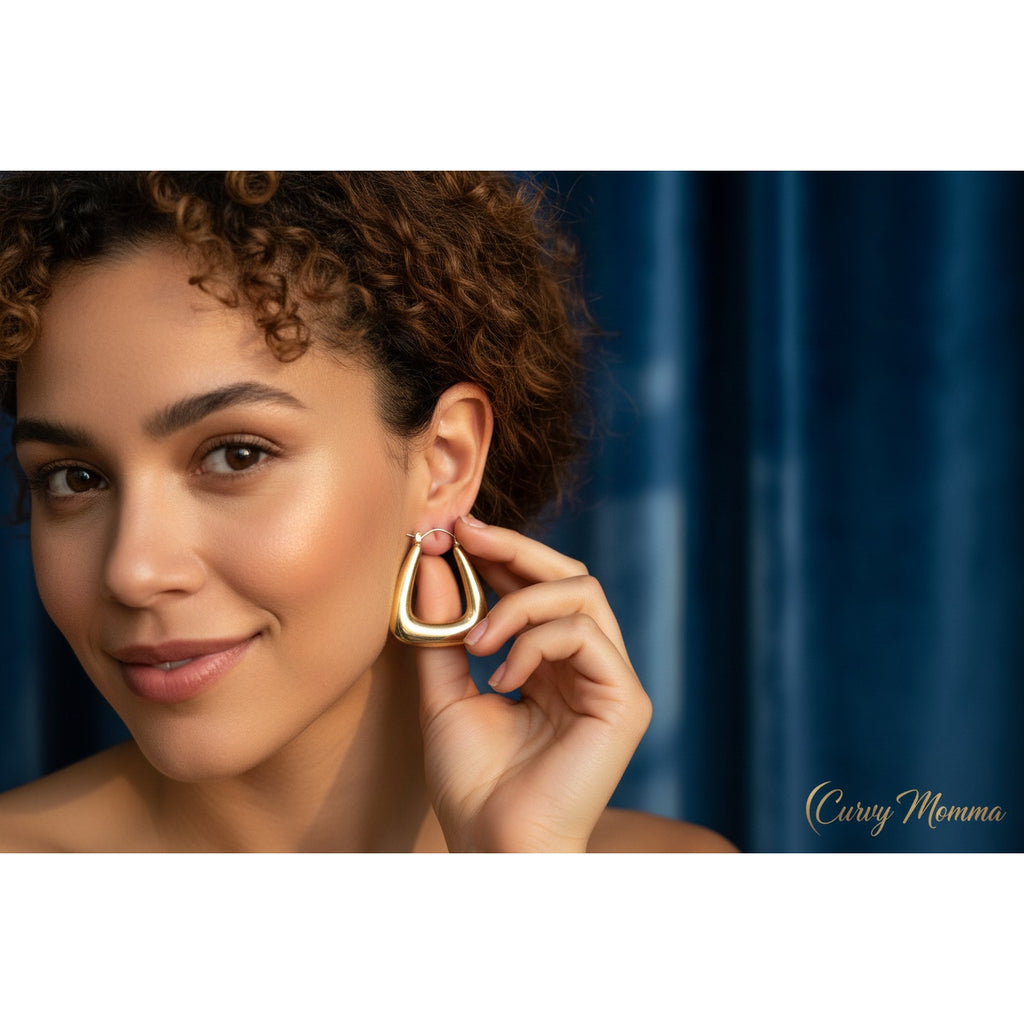 Vintage Golden Geometric Hoop Earrings