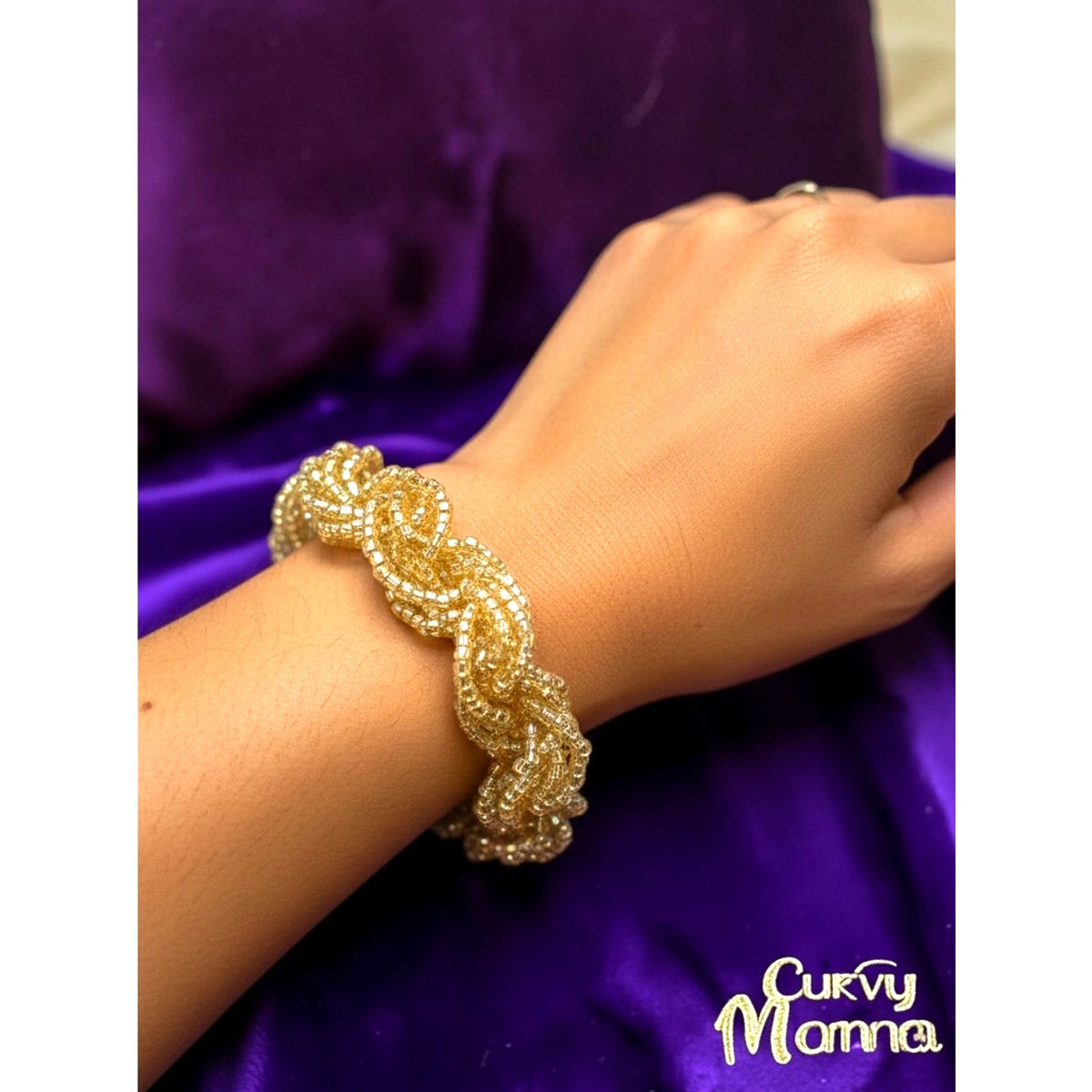 Vintage Gold Braided Crystal like Bracelet