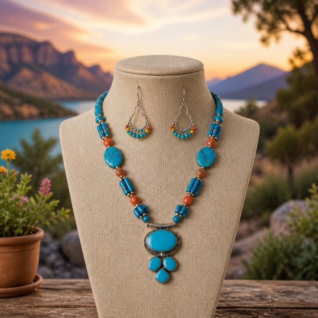 Retired Premier Designs "Santa Fe" Turquoise Southwest Multi-Earring Curated  Set