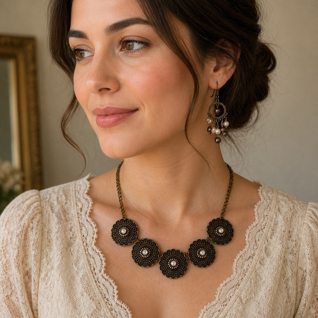 Captivating Vintage Boho Medallion Necklace Curated LOT (3-Piece Collection)