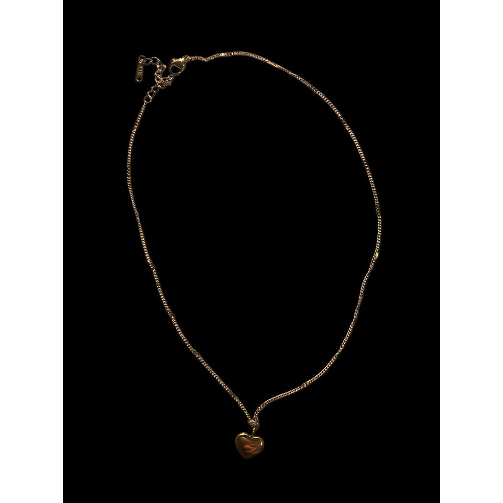 Vintage Signed  Heart Bubble Pendant Necklace