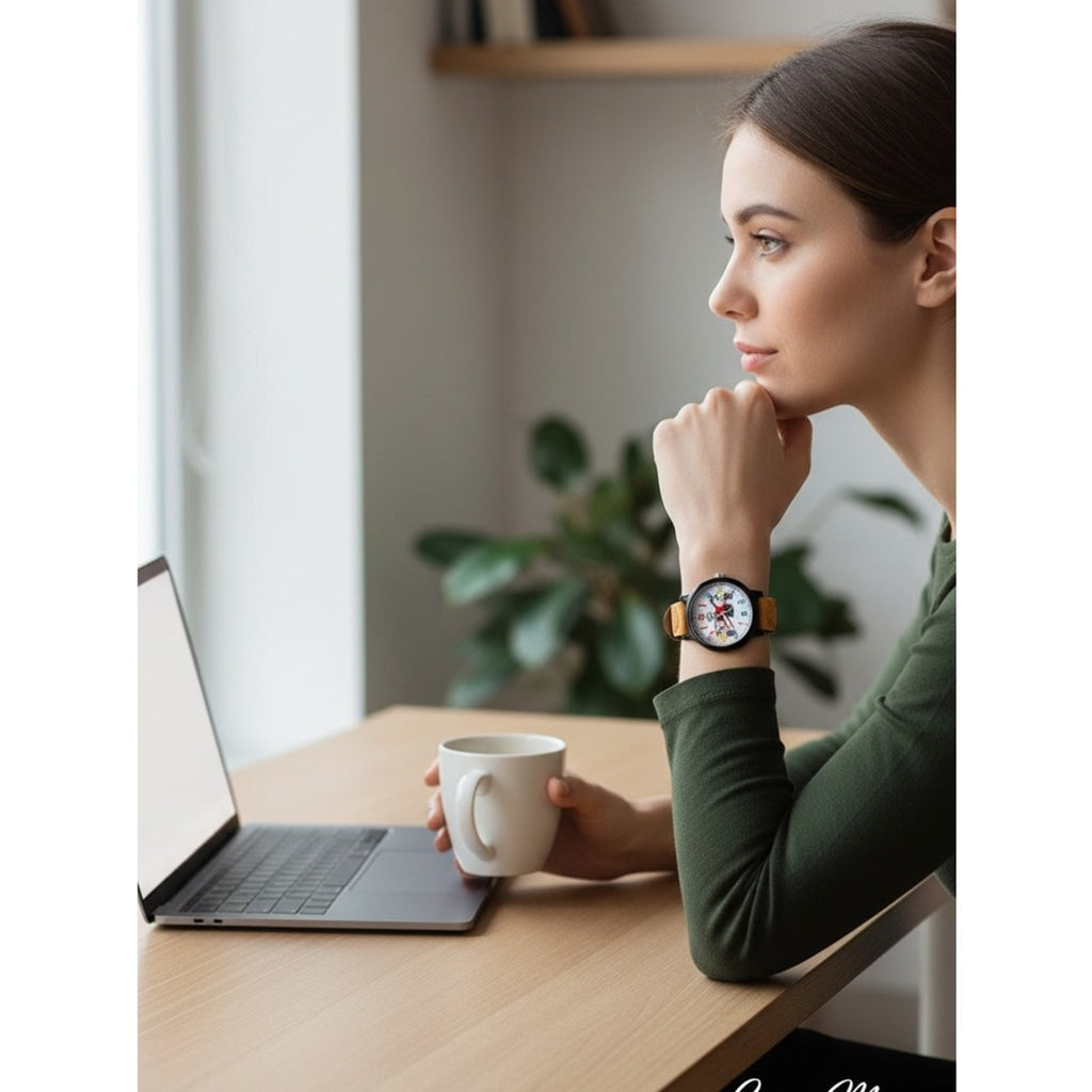Cartoon Analog Wrist Watch - Brown