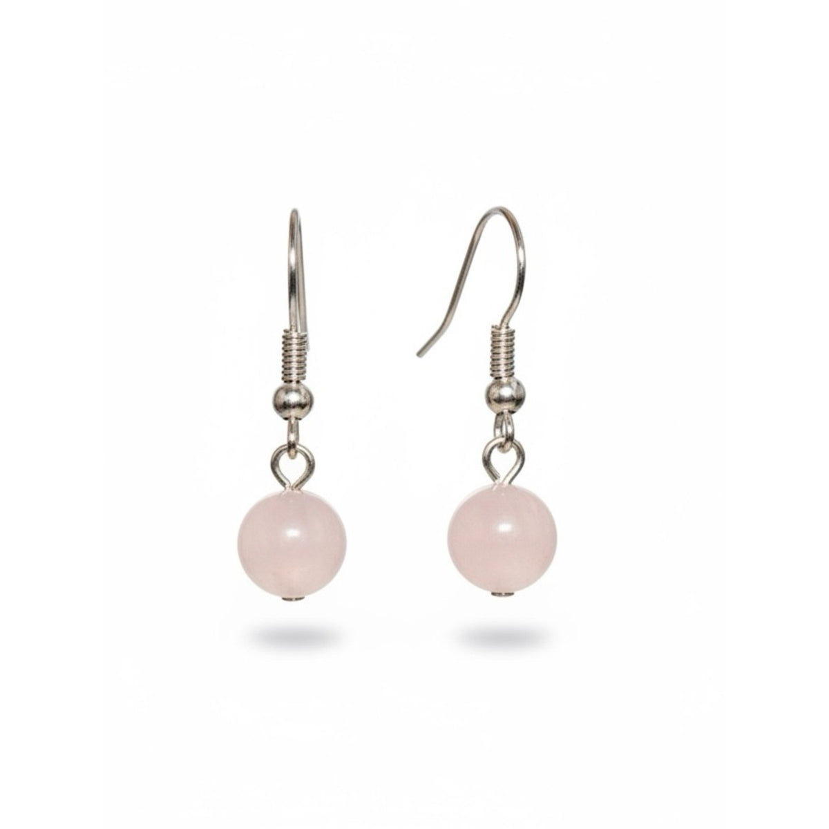 Vintage Delicate Rose Quartz Bead Drop Earrings - Pink