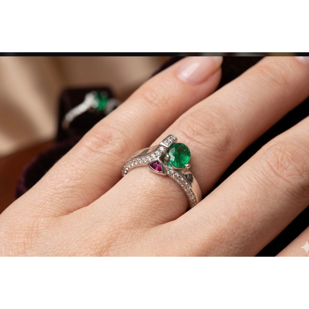 Vintage Art Deco Emerald Bypass Ring
