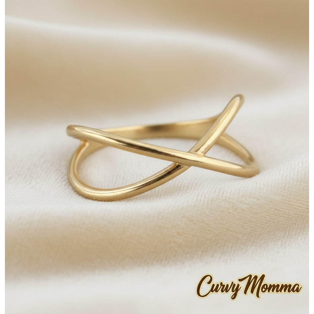 Gold Cross-Over Ring