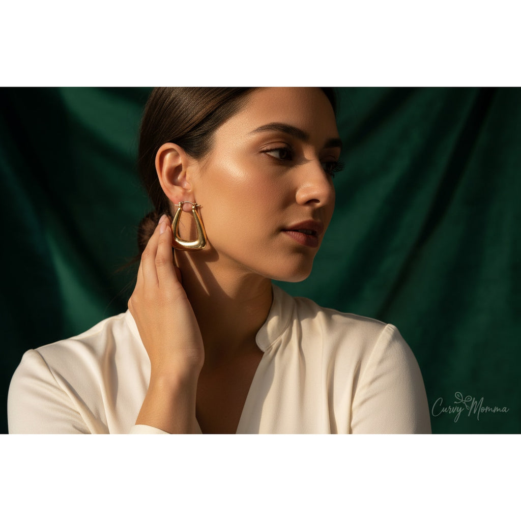 Vintage Golden Geometric Hoop Earrings