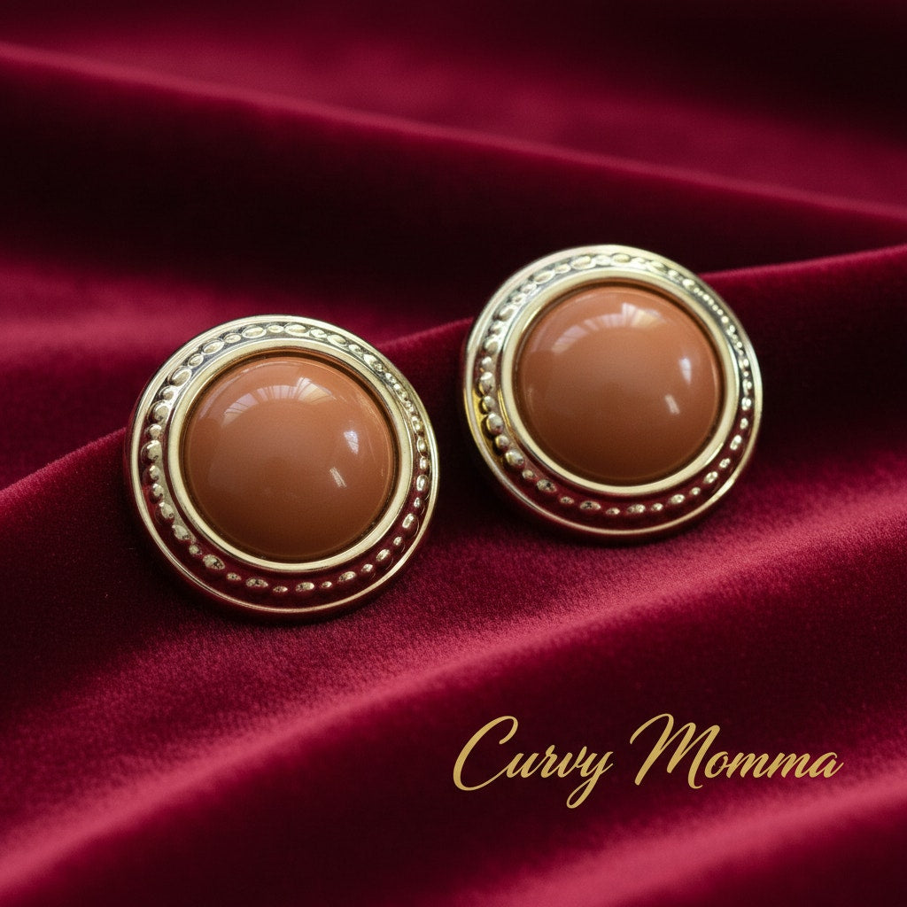 Vintage Gold-Tone Peach Earrings