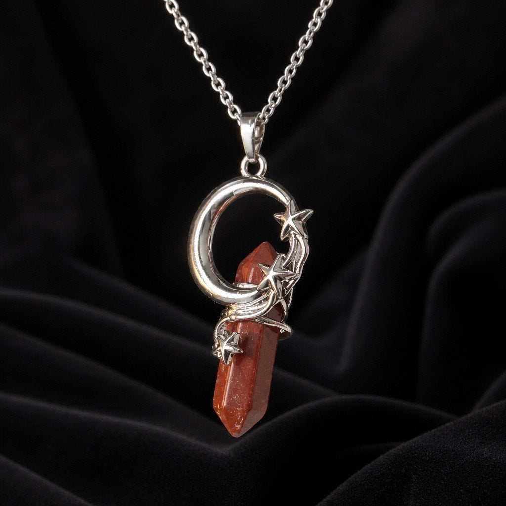 Boho Crystal Moon Star Pendant‎ Necklace