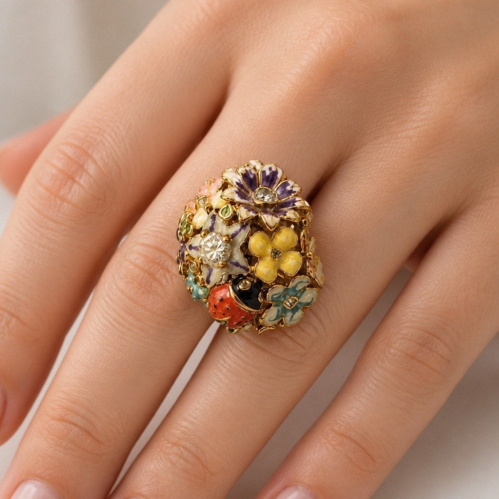 Vintage 1960’s in the style of Kenneth Jay Lane “Garden Party"  Ring