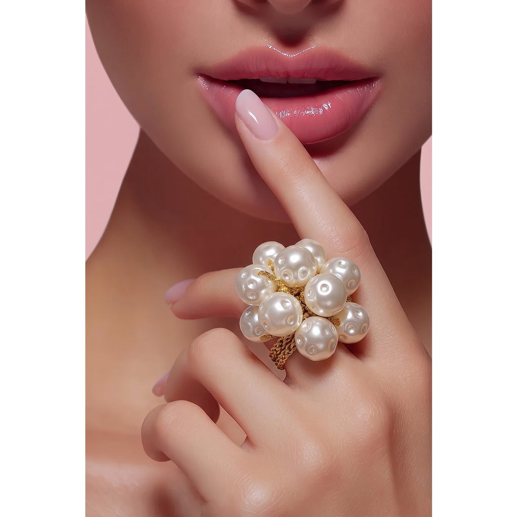The "Sea Foam" Vintage Pearl Cluster Cocktail Ring
