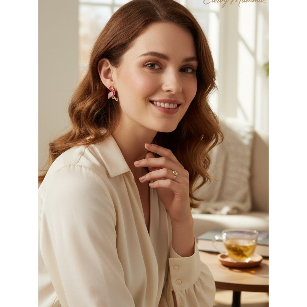 Flamingo Enamel Stud Earrings