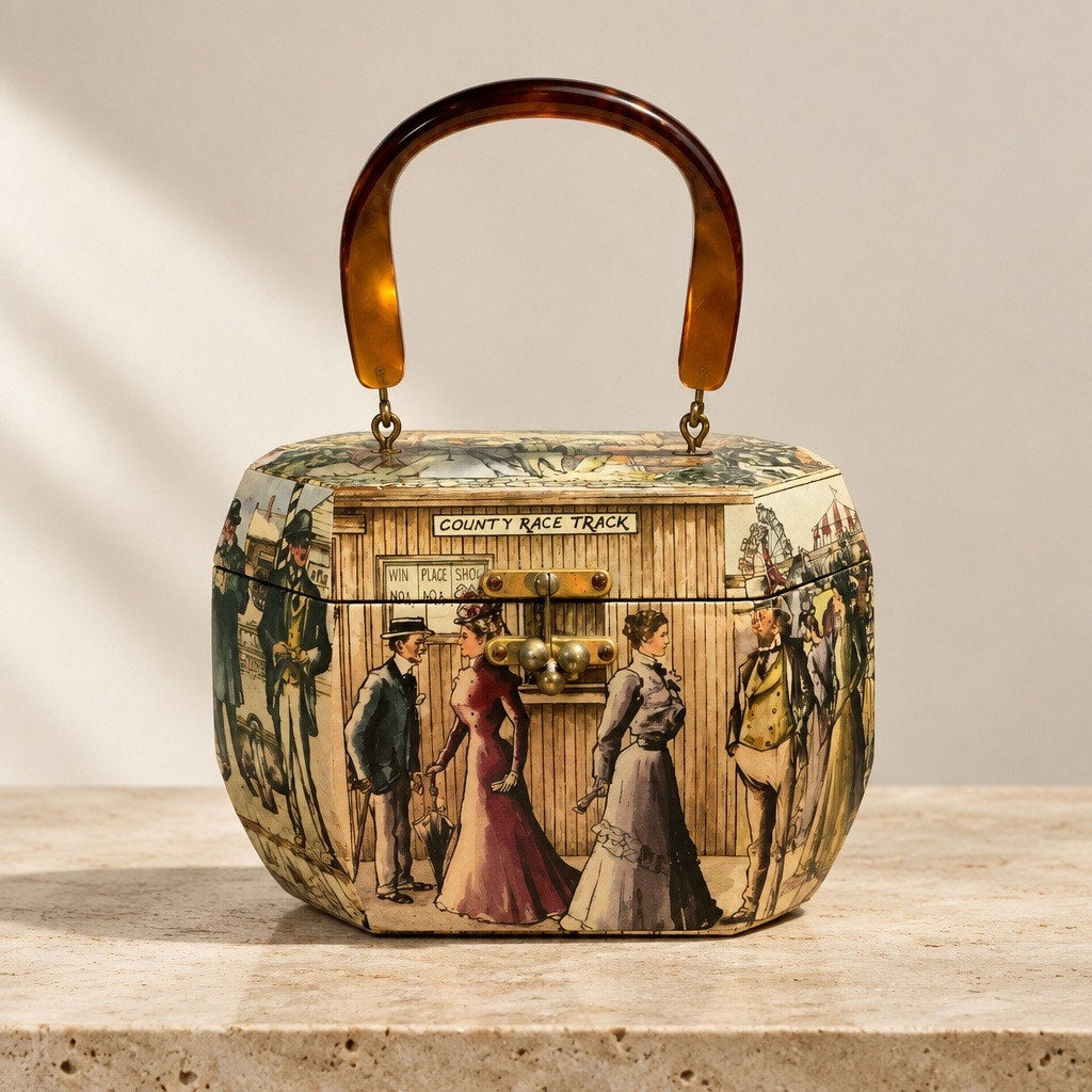 Vault Rarity: 1960s Anton Pieck 360° Wooden Box Purse | Museum-Grade Mid-Century Art