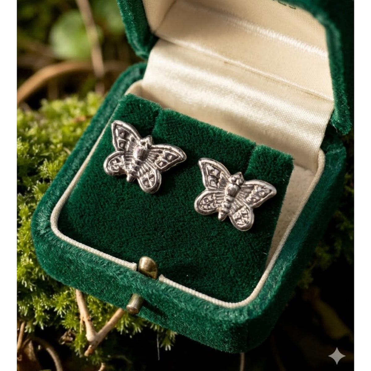 Gothic Silver Butterfly Statement Earrings