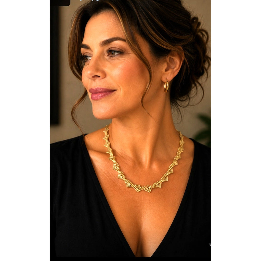 Vintage Gold Geometric Picos Collar Necklace