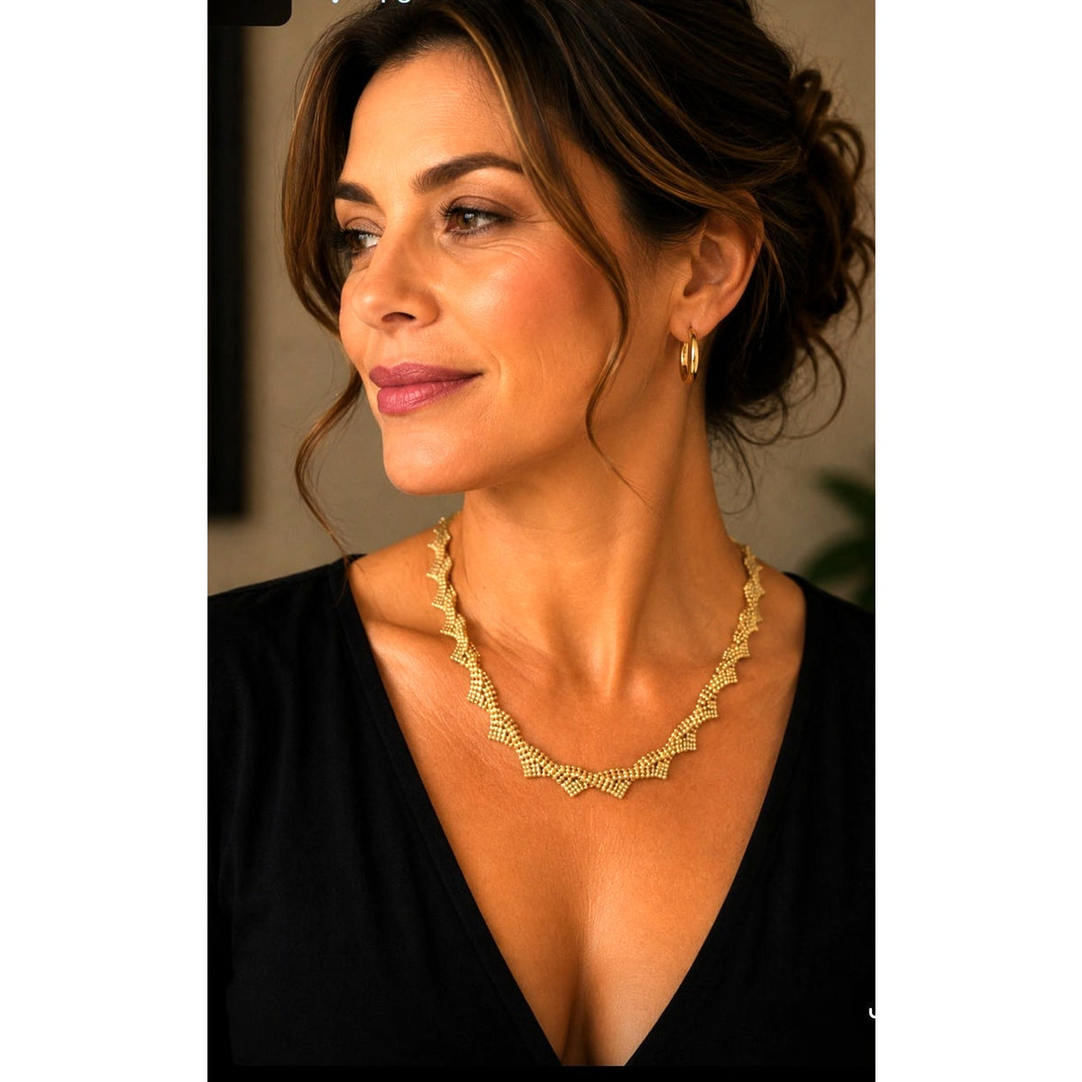 Vintage Gold Geometric Picos Collar Necklace