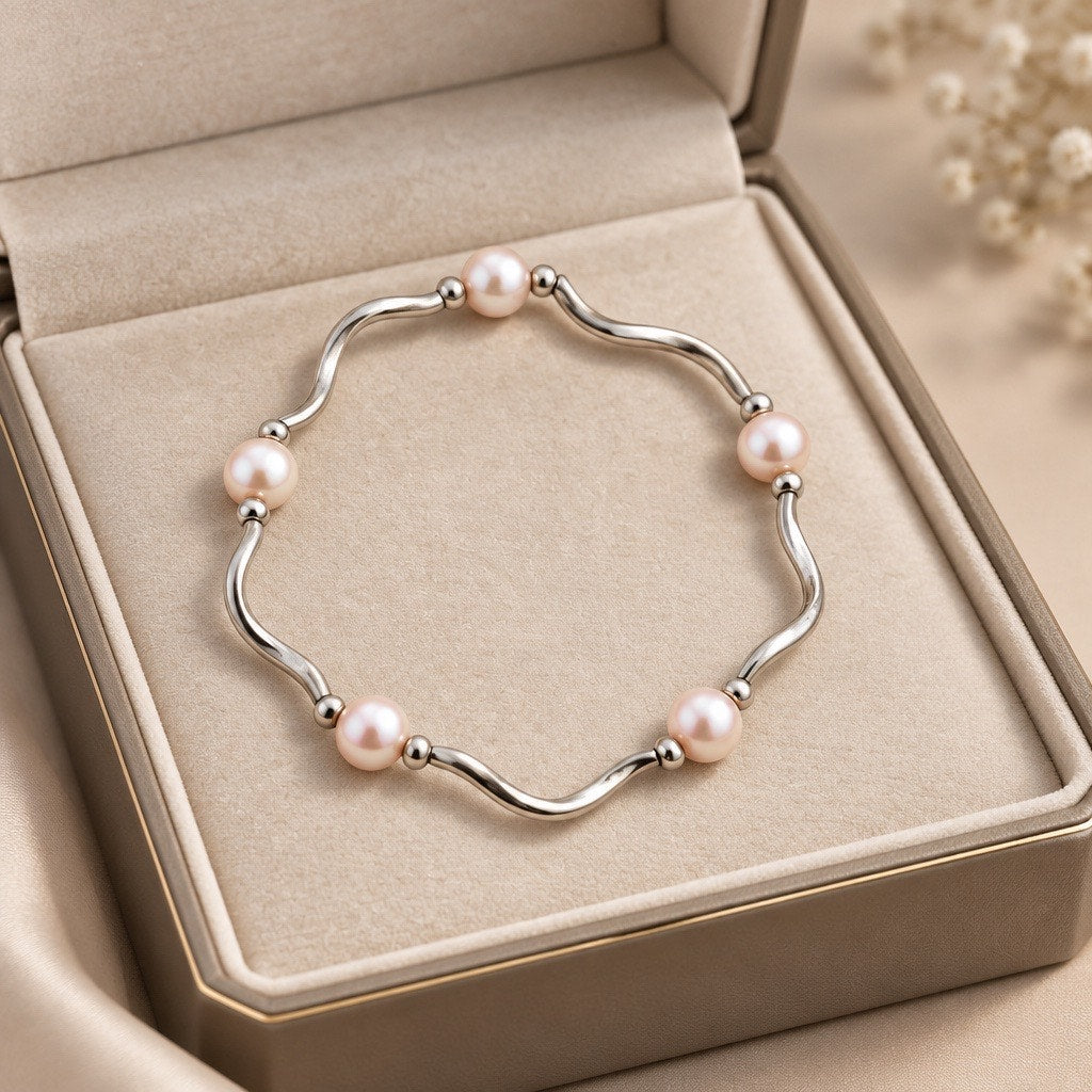 Vintage Verona Wave Glass Pearl Bracelet