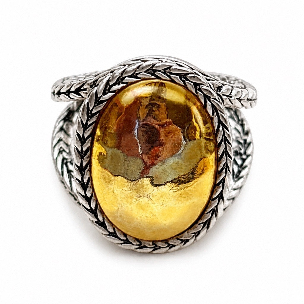Vintage Premier Designs "Desert Sun" Amber Ring - Sz 8.5
