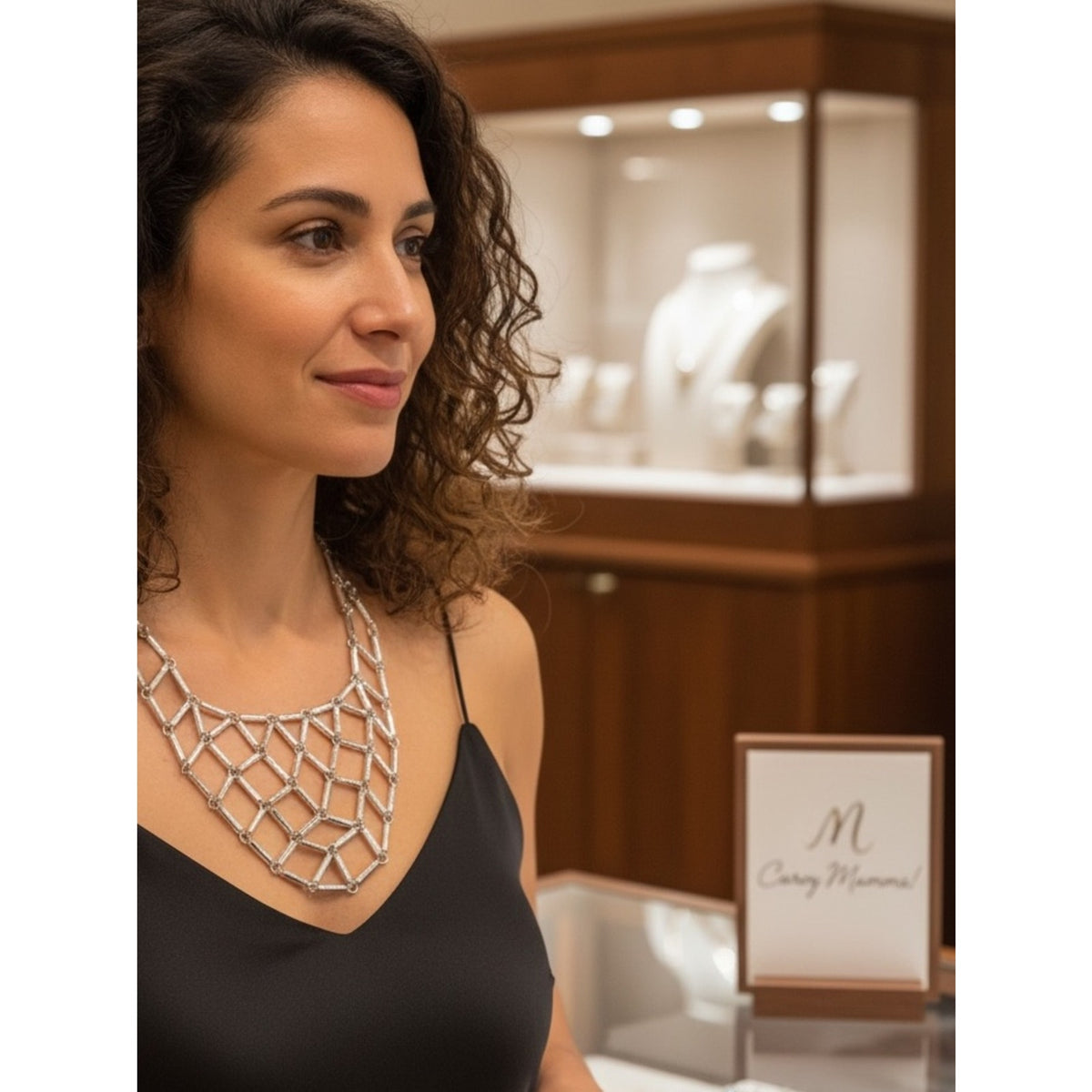 Vintage new Premiere Design Elegant Silver Statement Lattice Necklace -