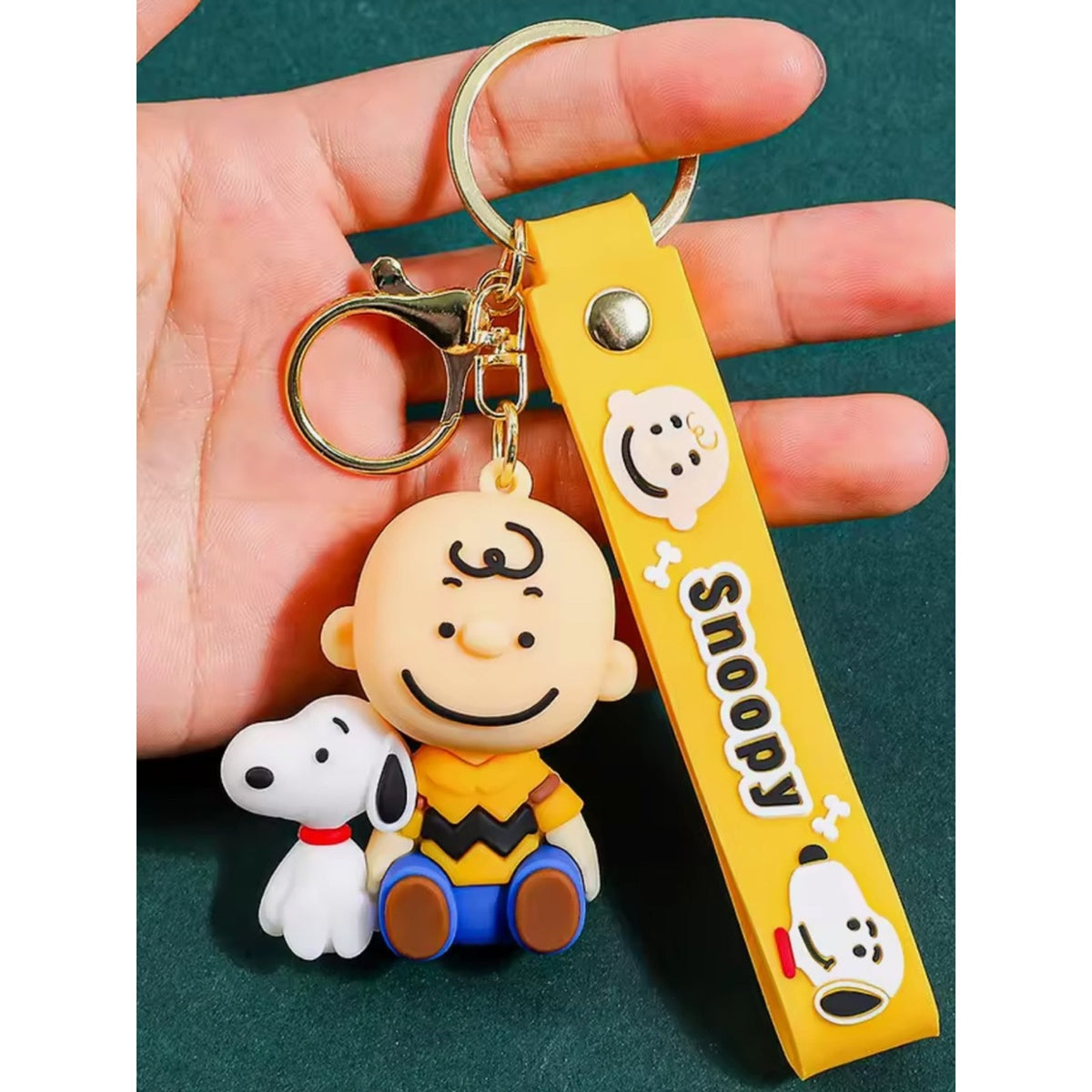 Snoopy & Charlie Brown Yellow Silicone Keychain