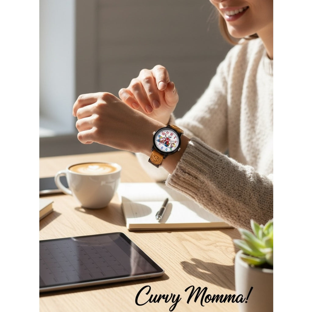 Cartoon Analog Wrist Watch - Brown