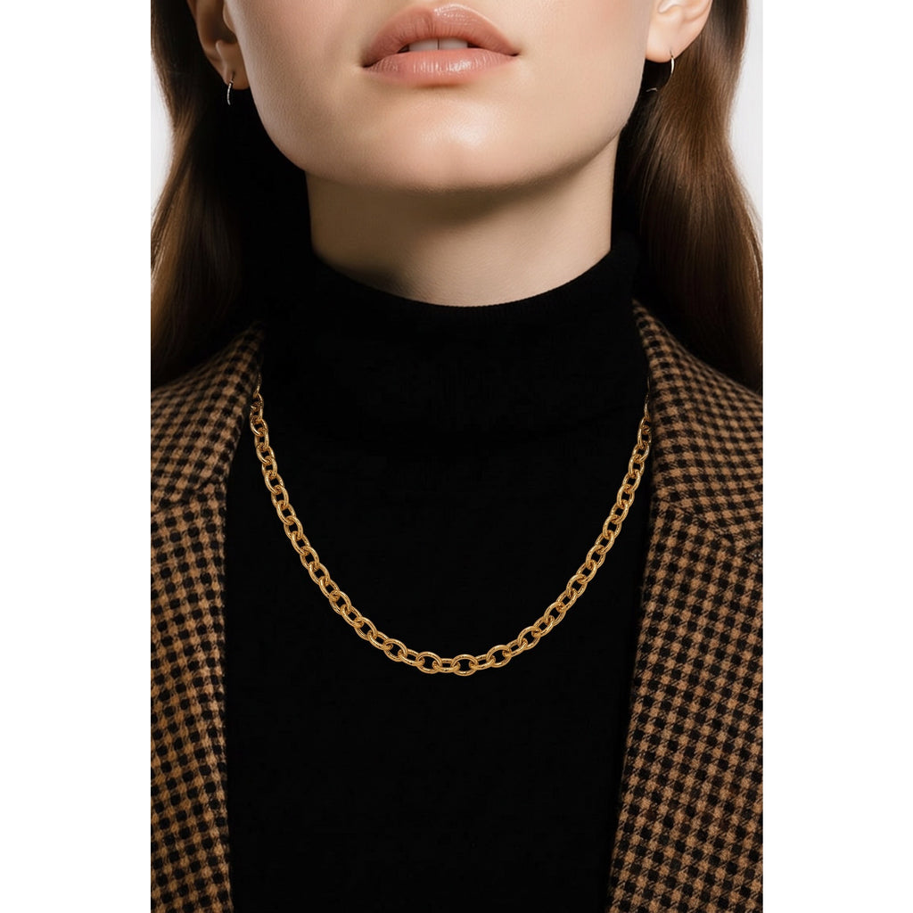 Sienna Textured Gold Plated Round Link Statement Chain