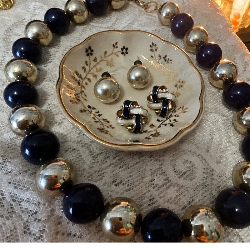 ✨ THE ULTIMATE STATEMENT: VINTAGE GEORGE NAVY & GOLD SET ✨