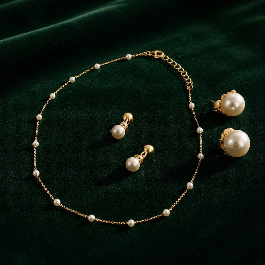 The Aurelia Pearl Demi-Parure Curated Set —Vintage Beauty (3-Piece Gold Suite)