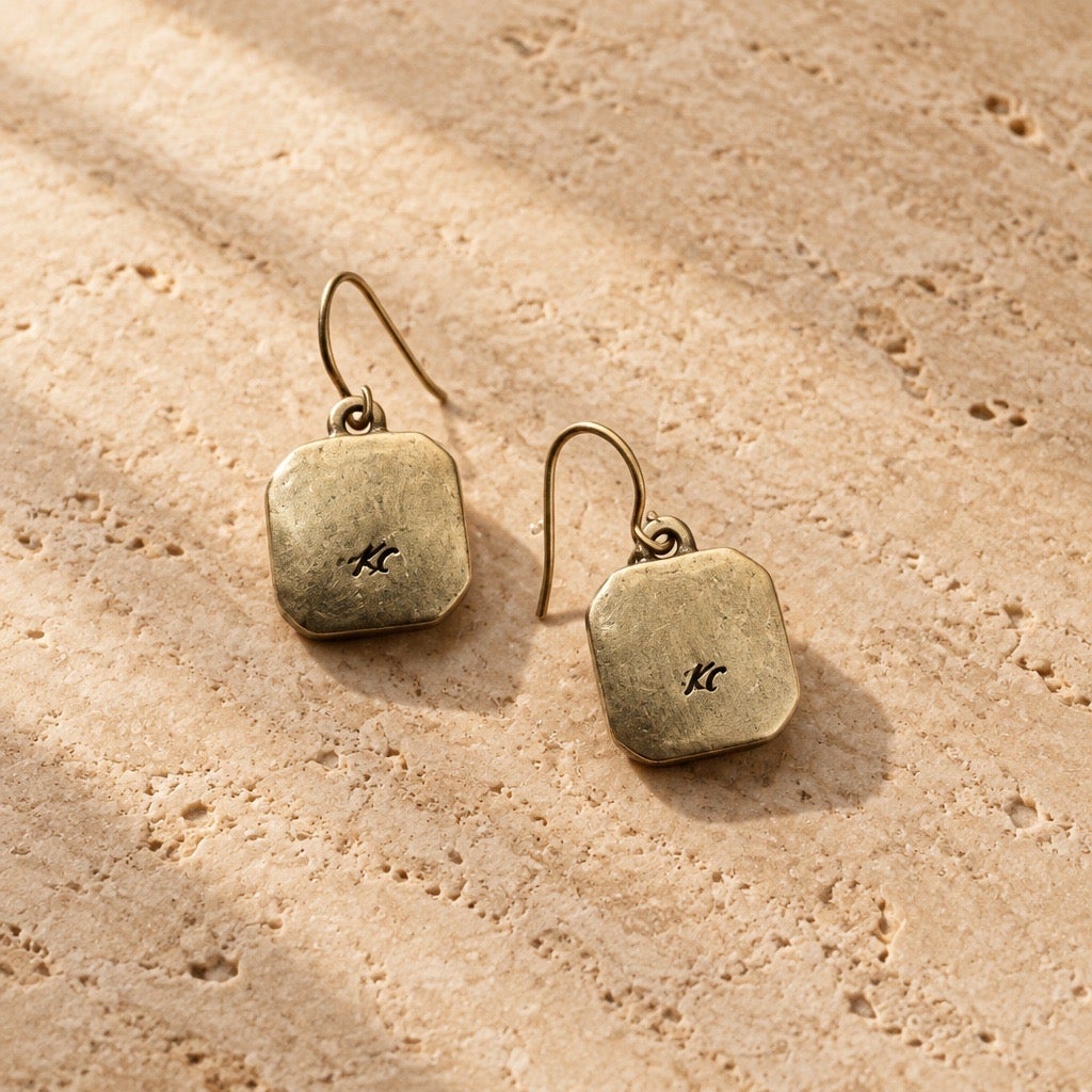 Vintage 1990s KC Signed Faux-Druzy Geometric Statement Dangles