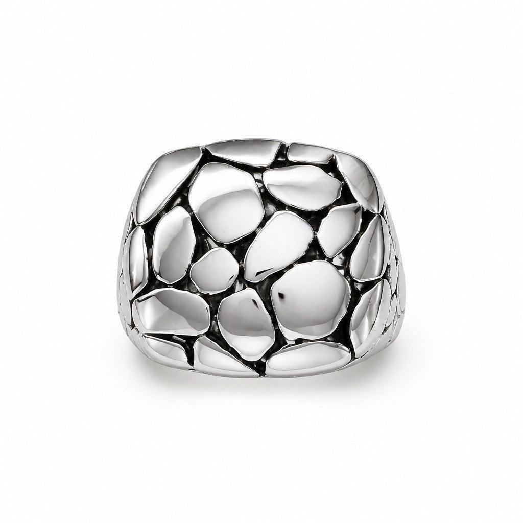 The "Pebble Shore" Silver Dome Statement Ring - Sz 10