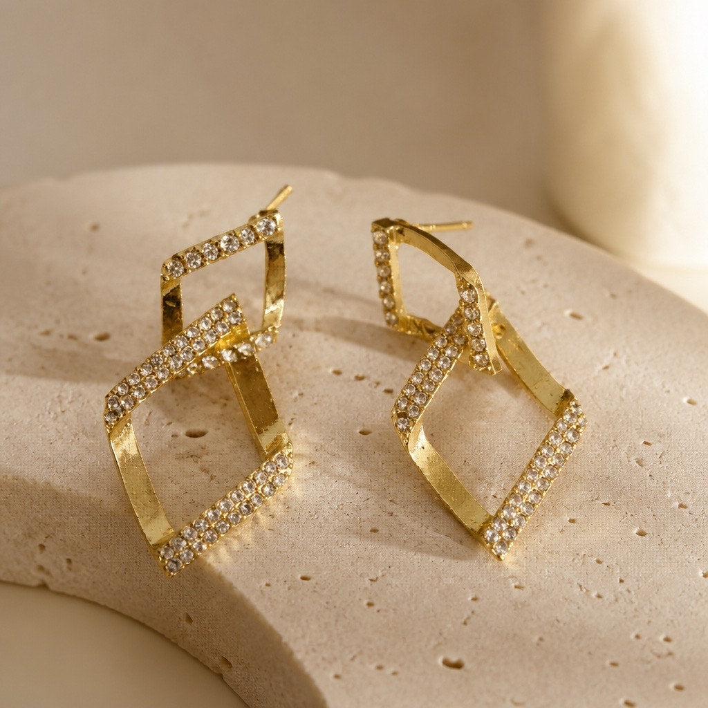 The Calla Lily Drops – Delicate Cats Eye & Sparkling Crystal Earrings
