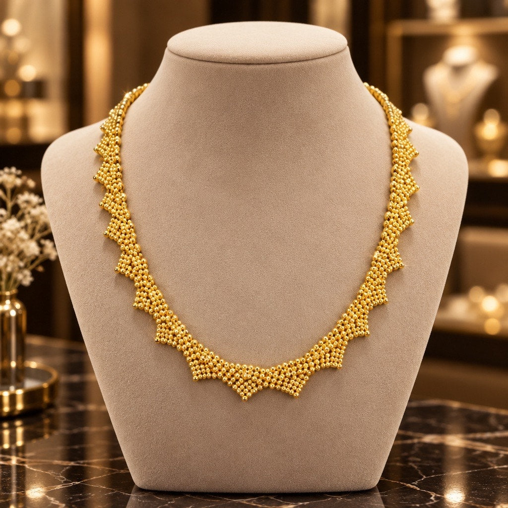 Vintage Signed GEORGE Gold Sawtooth Mesh Statement Necklace