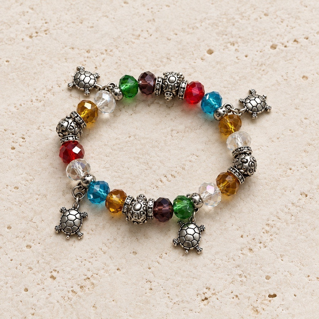 Artisan Faceted Glass Stretch Bracelet