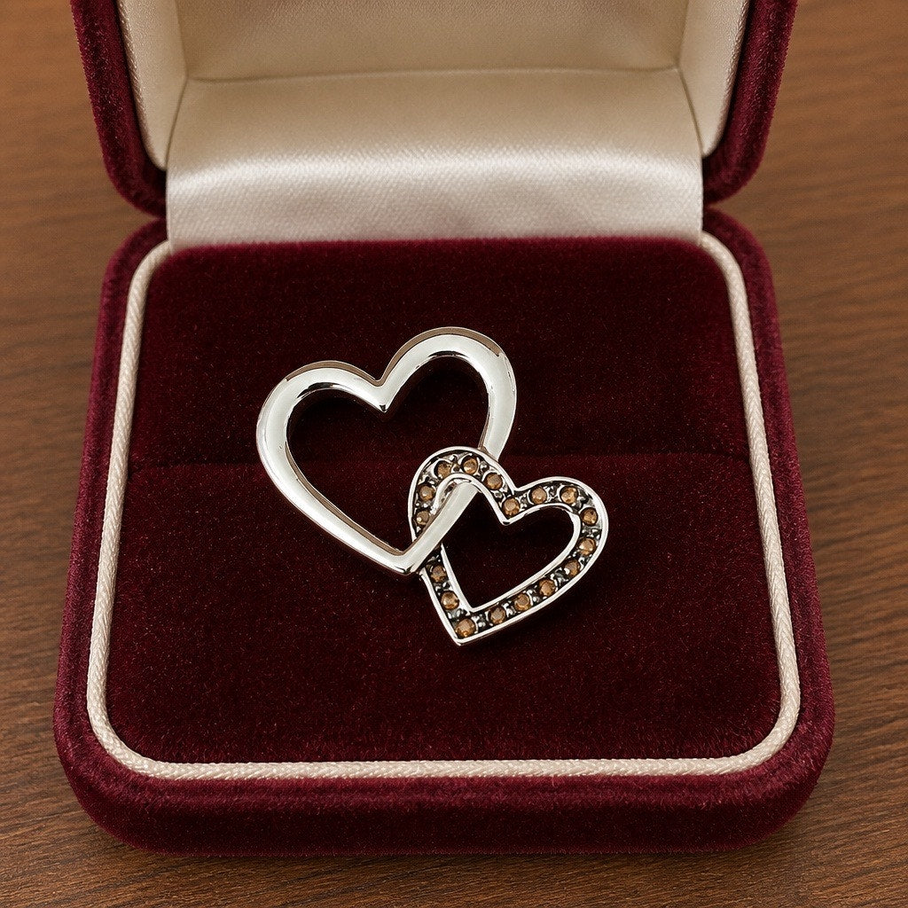 Artisan Silver Interlocking Double Heart Pendant Necklace