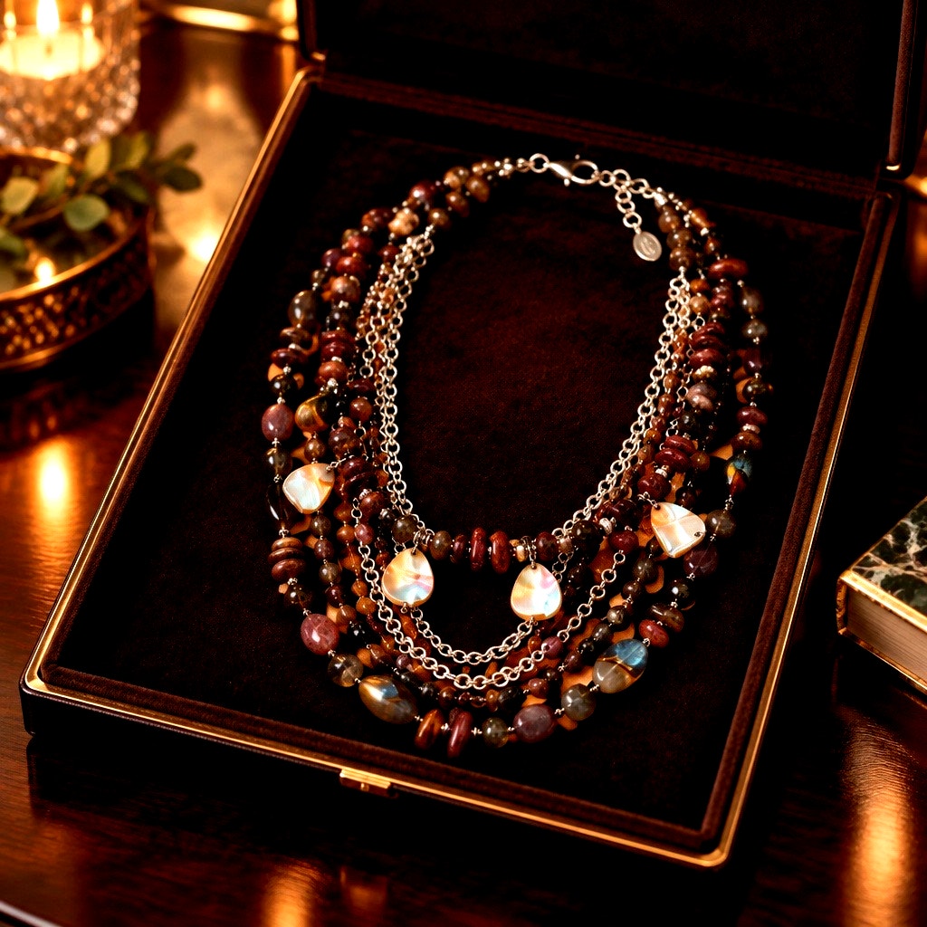Vintage Premier Designs Multi-Strand Earth-Tone Statement Necklace