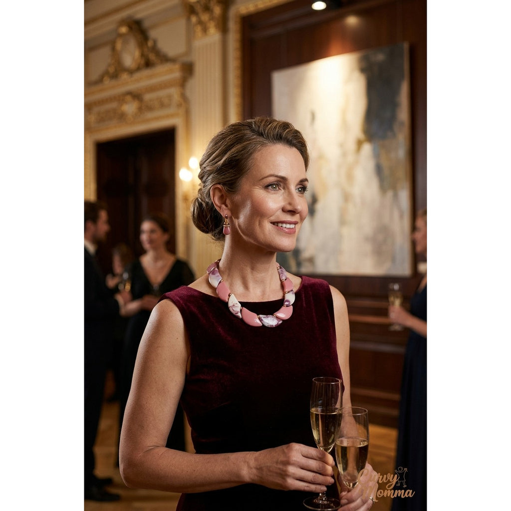 The Sophia Marbled Mauve Substantial Necklace