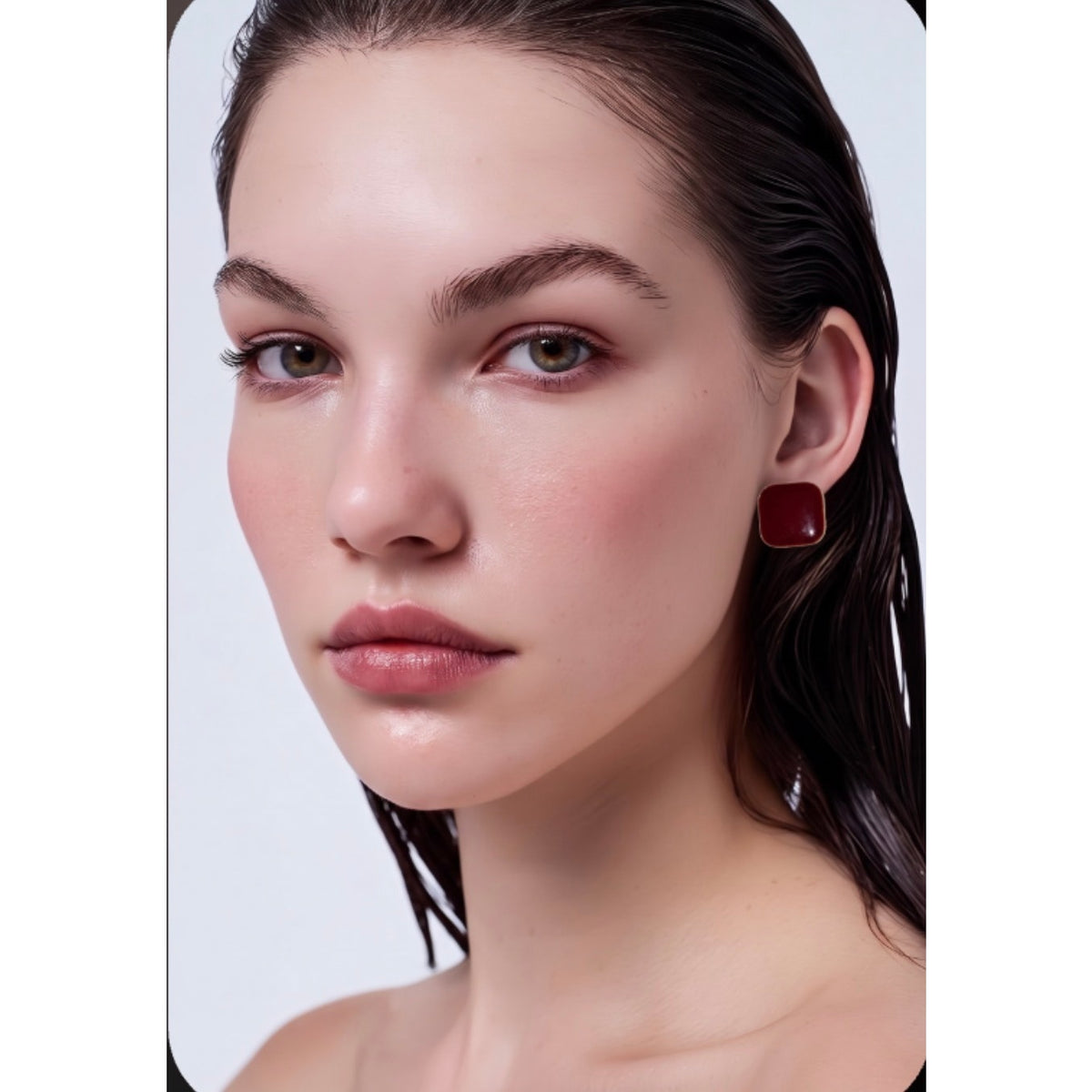 Chao Jue Vintage Enamel‎ Maroon Earrings