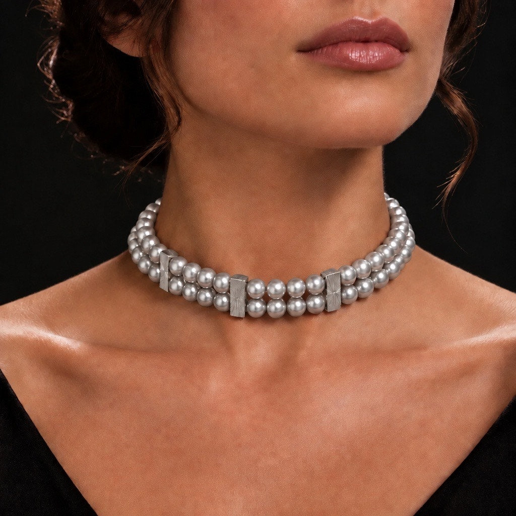 Vintage  Pearl Multi-Strand Choker Necklace