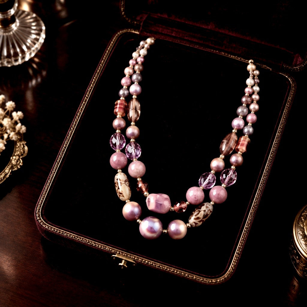 Vintage Premier Designs Double-Strand Pastel Statement Necklace