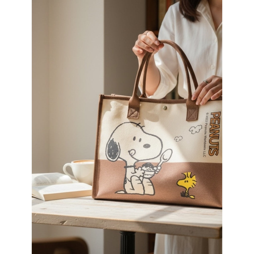 Canvas Tote with Snoopy & Woodstock