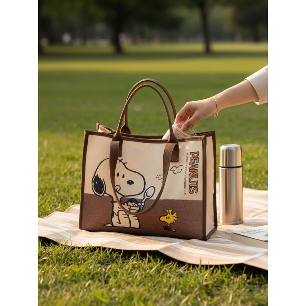 Canvas Tote with Snoopy & Woodstock