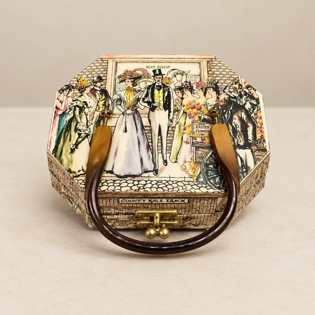 Vault Rarity: 1960s Anton Pieck 360° Wooden Box Purse | Museum-Grade Mid-Century Art