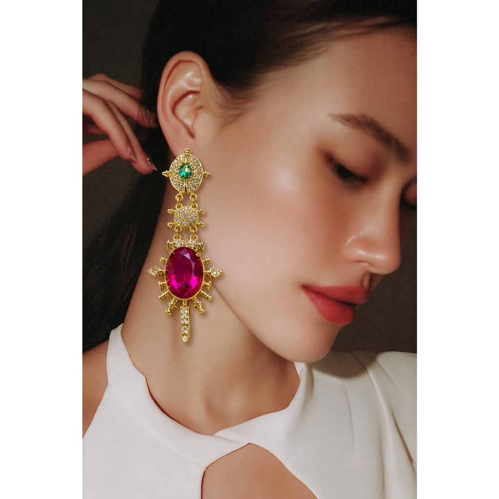 Rare Find: Vintage Kirks Folly Pave Star Magenta Crystal Statement Earrings ✨