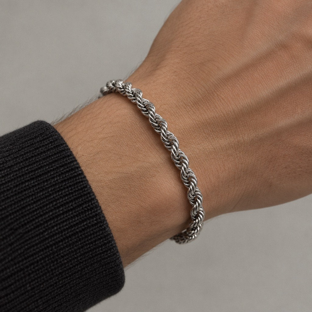 Chic Industrial Style Twisted Rope Link Bracelet