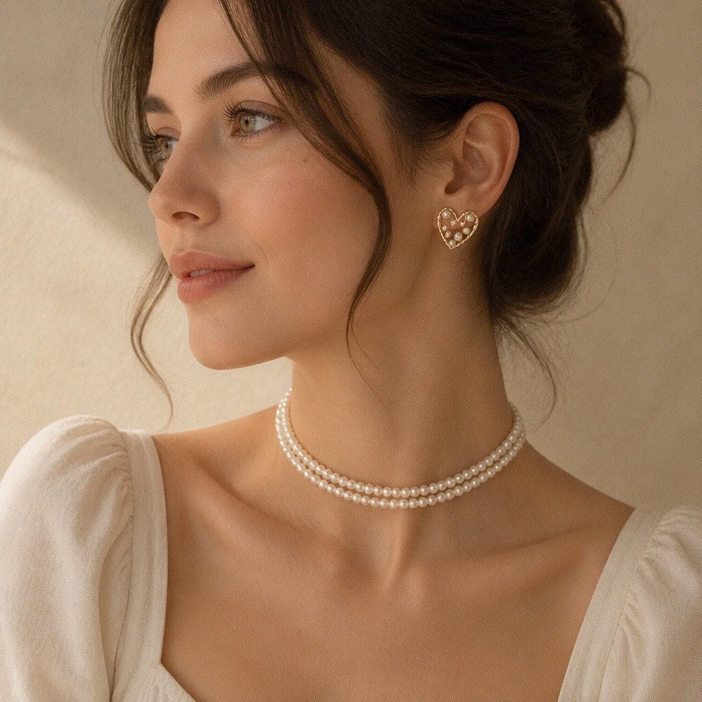 The Vintage Glamour: Roaring 20s Flapper Styled Knotted Long Pearl Rope & Rhinestone Drop Earring Set-2 for 1