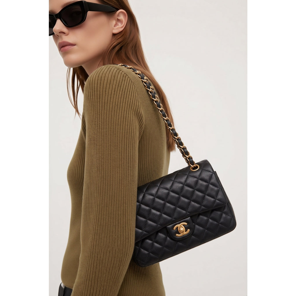 Medium Genuine Lambskin Quilted Bag