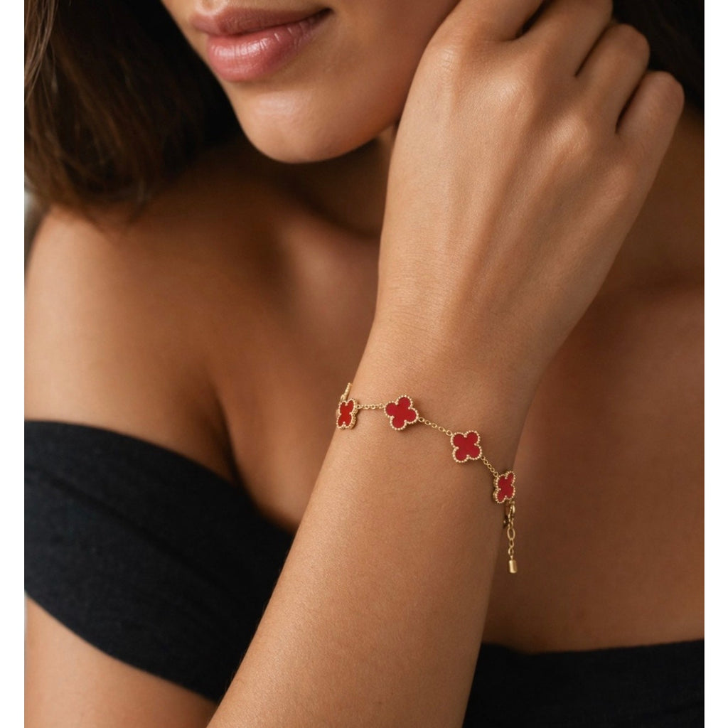 Red Clover Leaf Bracelet